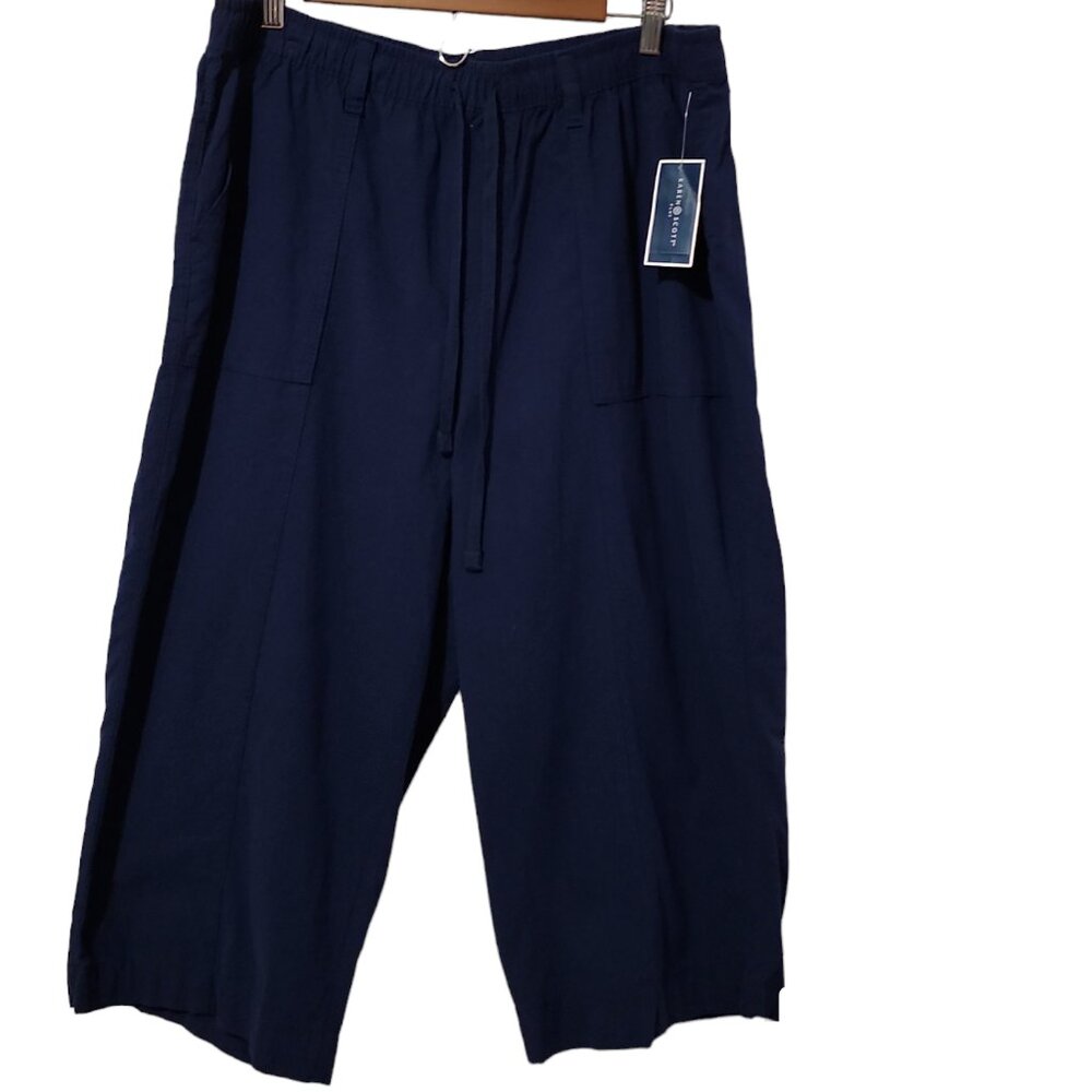 Women’s Karen Scott, Capri, Intrepid Blue, 0X, pockets, Elastic Waist, Pants